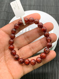 Red Rutile Round Bracelet • 8.50 mm Size • Code #A6 • AAA Quality • Natural Rutilated Quartz Bracelet