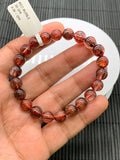 Red Rutile Round Bracelet • 8.50 mm Size • Code #A7 • AAA Quality • Natural Rutilated Quartz Bracelet