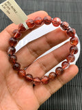 Red Rutile Round Bracelet • 8.50 mm Size • Code #A7 • AAA Quality • Natural Rutilated Quartz Bracelet