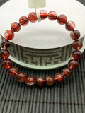 Red Rutile Round Bracelet • 8.50 mm Size • Code #A7 • AAA Quality • Natural Rutilated Quartz Bracelet