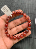 Red Rutile Round Bracelet • 8.50 mm Size • Code #A8 • AAA Quality • Natural Rutilated Quartz Bracelet