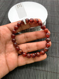 Red Rutile Round Bracelet • 8 mm Size • Code #A10 • AAA Quality • Natural Rutilated Quartz Bracelet