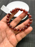 Red Rutile Round Bracelet • 8 mm Size • Code #A10 • AAA Quality • Natural Rutilated Quartz Bracelet