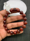 Red Rutile Round Bracelet • 10.5 mm Size • Code #A15 • AAA Quality • Natural Rutilated Quartz Bracelet