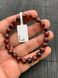 Red Rutile Round Bracelet • 7.50 mm Size • Code #B2 • AA Quality • Natural Rutilated Quartz Bracelet