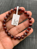 Red Rutile Round Bracelet • 7.50 mm Size • Code #B2 • AA Quality • Natural Rutilated Quartz Bracelet