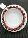 Red Rutile Round Bracelet • 8.50 mm Size • Code #B4 • AA Quality • Natural Rutilated Quartz Bracelet