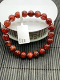 Red Rutile Round Bracelet • 9 mm Size • Code #B5 • AA Quality • Natural Rutilated Quartz Bracelet