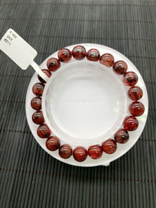 Red Rutile Round Bracelet • 9 mm Size • Code #B11 • AA Quality • Natural Rutilated Quartz Bracelet