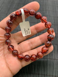 Red Rutile Round Bracelet • 9 mm Size • Code #B12 • AA Quality • Natural Rutilated Quartz Bracelet
