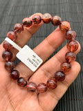 Red Rutile Round Bracelet • 9.50 mm Size • Code #B15 • AA Quality • Natural Rutilated Quartz Bracelet