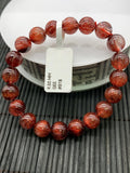 Red Rutile Round Bracelet • 9.50 mm Size • Code #B18 • AA Quality • Natural Rutilated Quartz Bracelet