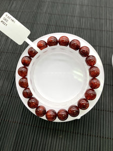 Red Rutile Round Bracelet • 9.50 mm Size • Code #B21 • AA Quality • Natural Rutilated Quartz Bracelet
