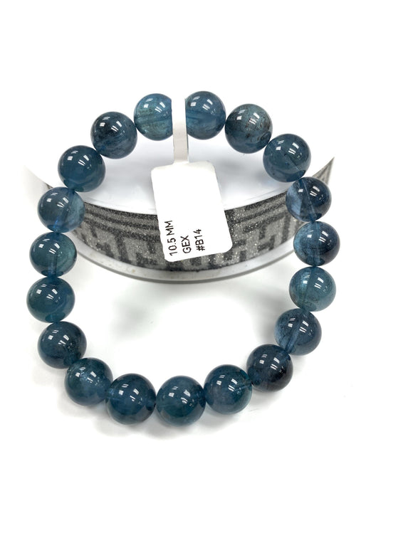 Santa Maria Aquamarine Bracelet • 10.5 mm Size • Code B14 • AAA Quality • Natural Aquamarine Round Bracelet