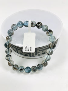 Moss Aquamarine Bracelet • 8 mm Size • Code M1 • AAAA Quality • Natural Aquamarine Round Bracelet