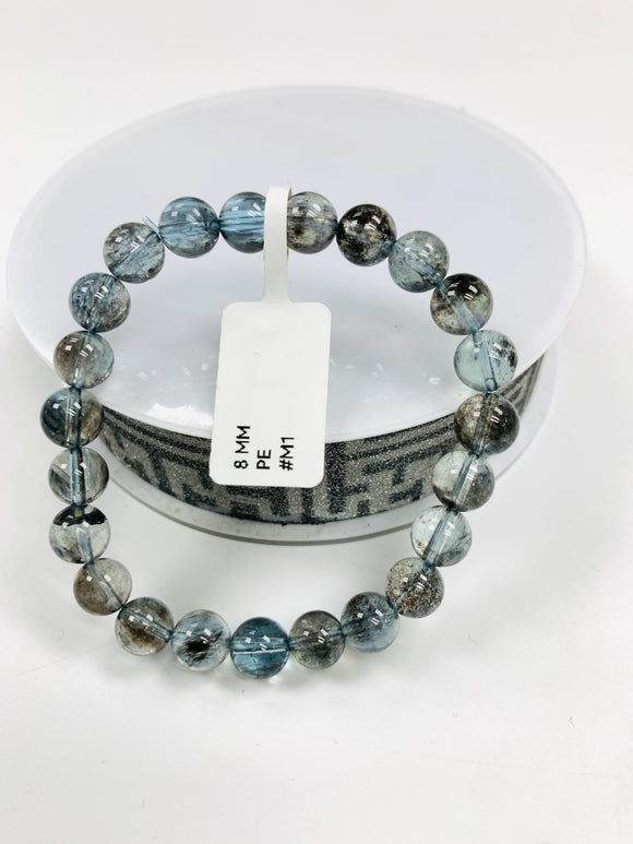 Moss Aquamarine Bracelet • 8 mm Size • Code M1 • AAAA Quality • Natural Aquamarine Round Bracelet