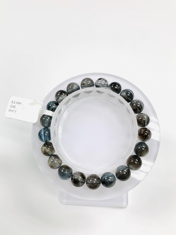 Moss Aquamarine Bracelet • 8.5 mm Size • Code M11 • AAAA Quality • Natural Aquamarine Round Bracelet