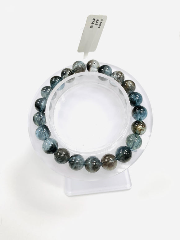 Moss Aquamarine Bracelet • 9 mm Size • Code M15 • AAAA Quality • Natural Aquamarine Round Bracelet