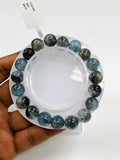 Moss Aquamarine Bracelet • 10.5 mm Size • Code M19 • AAAA Quality • Natural Aquamarine Round Bracelet