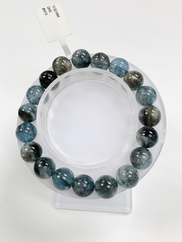 Moss Aquamarine Bracelet • 10.5 mm Size • Code M19 • AAAA Quality • Natural Aquamarine Round Bracelet