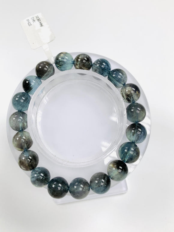 Moss Aquamarine Bracelet • 10.5 mm Size • Code M20 • AAAA Quality • Natural Aquamarine Round Bracelet