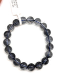 Blue Rutile Bracelet • 10.50 mm Size • Code #B6 • AAAA Quality • Weight 31.8 gm • Natural Rutilated Quartz • Rutile Round Bracelet