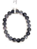 Blue Rutile Bracelet • 9 mm Size • Code #B4 • AAAA Quality • Weight 22.5 gm • Natural Rutilated Quartz • Rutile Round Bracelet