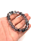 Blue Rutile Bracelet • 9 mm Size • Code #B4 • AAAA Quality • Weight 22.5 gm • Natural Rutilated Quartz • Rutile Round Bracelet