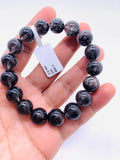 Black Rutile Bracelet 12.5 mm Size • Code #Bk2 • AAA Quality • Natural Rutilated Quartz • Rutile Round Beads Bracelet