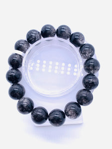 Black Rutile Bracelet 13.5 mm Size • Code #Bk5 • AAA Quality • Natural Rutilated Quartz • Rutile Round Beads Bracelet