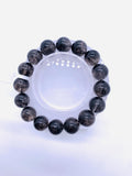 Black Rutile Bracelet 13.5 mm Size • Code #Bk6 • AAA Quality • Natural Rutilated Quartz • Rutile Round Beads Bracelet