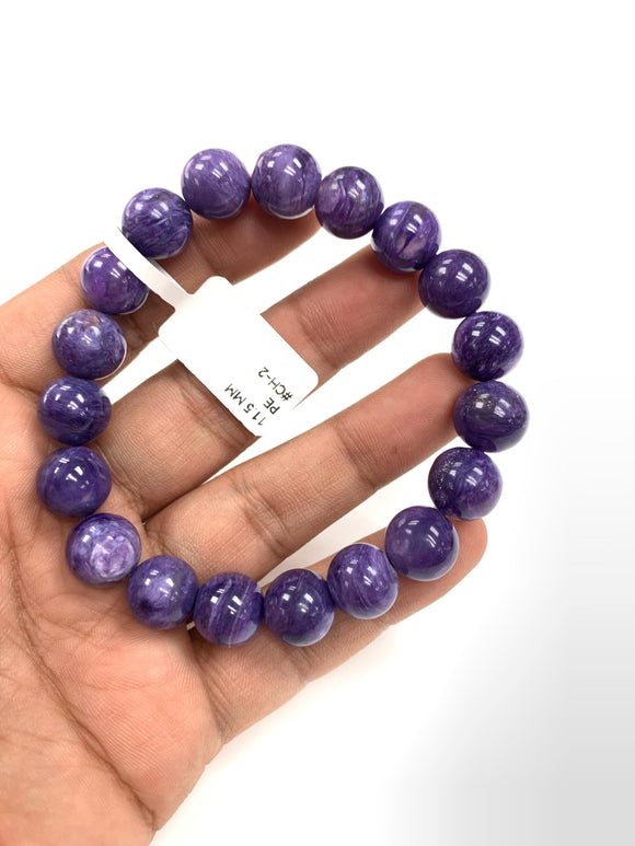 Charoite Bracelet • 11.5 mm size • Code CH-2 • Natural Charoite Round Bracelet • Charoite Jewelry