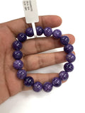 Charoite Bracelet • 11.5 mm size • Code CH-3 • Natural Charoite Round Bracelet • Charoite Jewelry