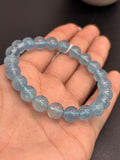 Aquamarine Bracelet • 8.5 mm Size • Code N4 • AAA Quality • Weight 18.9 gm • 7.5 Inch Length • Stretch Bracelet • Aquamarine Round Bracelet