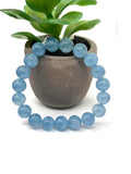 Aquamarine Bracelet • 10 mm Size • Code N7 • AAA Quality • Weight gm • 7.5 Inch Length • Stretch Bracelet • Aquamarine Round Bracelet