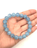 Aquamarine Bracelet • 10 mm Size • Code N7 • AAA Quality • Weight gm • 7.5 Inch Length • Stretch Bracelet • Aquamarine Round Bracelet