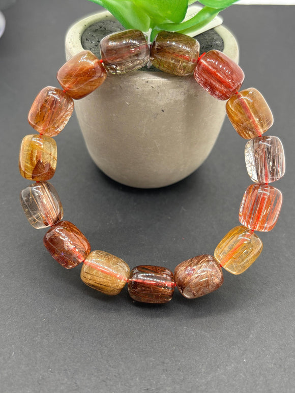 Multi Rutile Bracelet •11x13mm Size • Code #D1• AAA Quality •Weight 43.7 gm. Natural Rutilated Quartz Bracelet