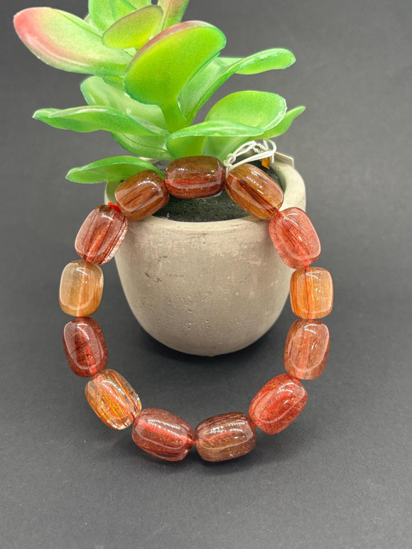 Multi Rutile Bracelet .11x15 mm Size • Code #D3• AAA Quality •Weight 41.1 gm. Natural Rutilated Quartz Bracelet
