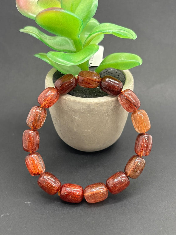 Red Rutile Bracelet •10x13 mm Size • Code #D5• AAA Quality •Weight 35 gm. Natural Rutilated Quartz Bracelet