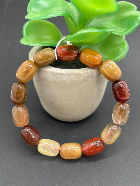 Multi Rutile Bracelet •10x13mm Size • Code #D7• AAA Quality •Weight 34.6 gm. Natural Rutilated Quartz Bracelet