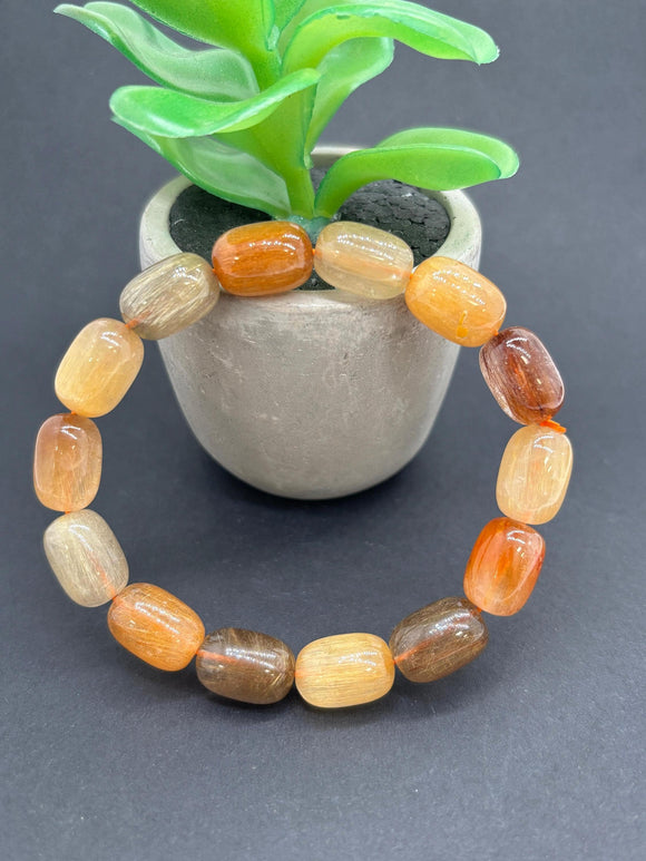 Multi Rutile Bracelet •10x14mm Size • Code #D6• AAA Quality •Weight 34.3 gm. Natural Rutilated Quartz Bracelet
