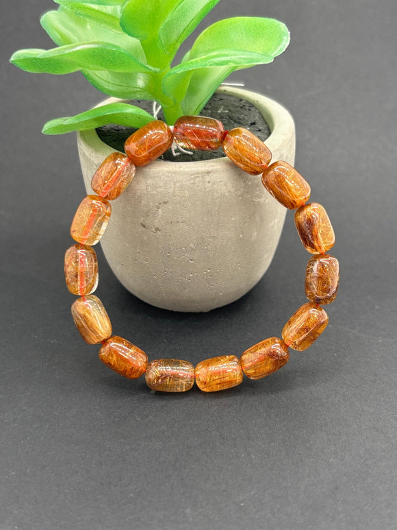 Multi Rutile Bracelet •8x12 mm Size • Code #D8• AAA Quality •Weight 20.3 gm. Natural Rutilated Quartz Bracelet