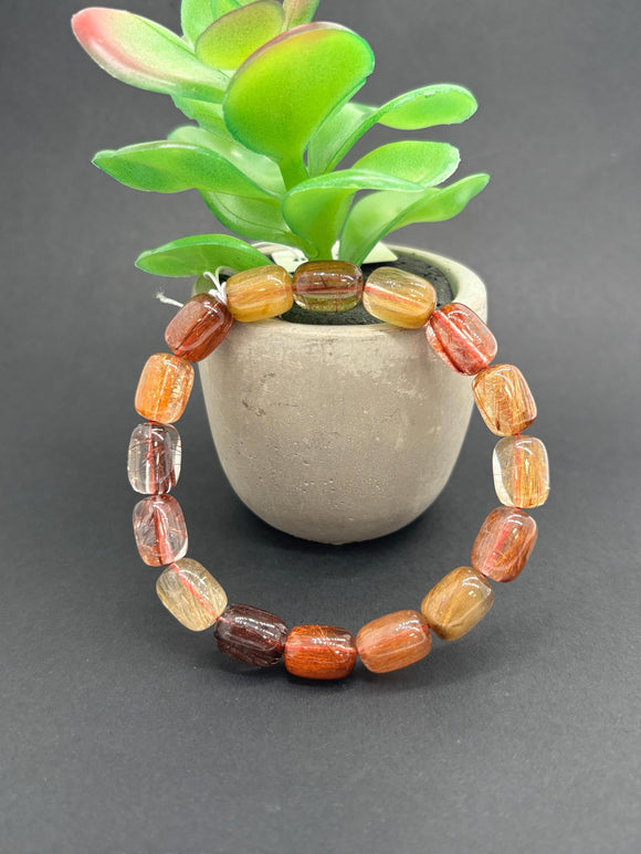 Multi Rutile Bracelet •9x12mm Size • Code #D9• AAA Quality •Weight 28.3 gm. Natural Rutilated Quartz Bracelet
