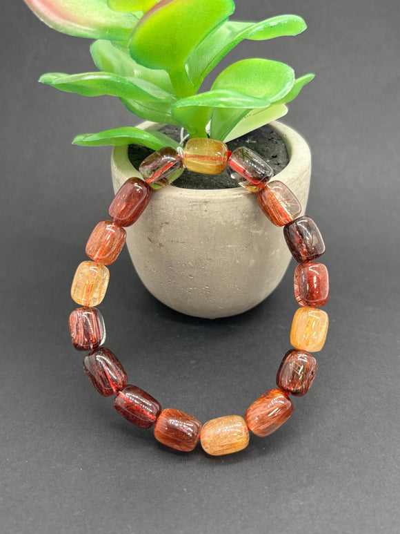 Multi Rutile Bracelet •9x11mm Size • Code #D10• AAA Quality •Weight 26.2 gm. Natural Rutilated Quartz Bracelet