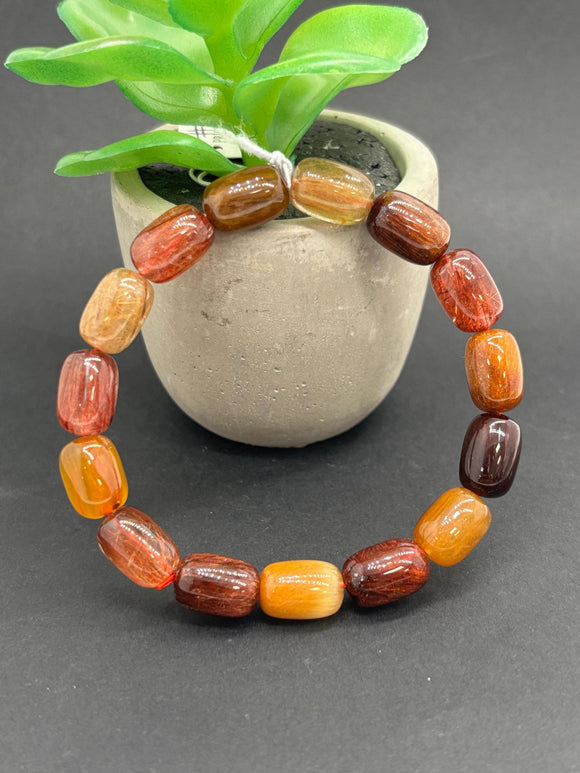 Multi Rutile Bracelet •9x12mm Size • Code #D11• AAA Quality •Weight 27.7 gm. Natural Rutilated Quartz Bracelet
