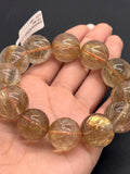 Golden Rutile Bracelet • 19 mm Size • Code J3 • Weight 122 gm - 4A Quality • Natural Rutilated Quartz Bracelet