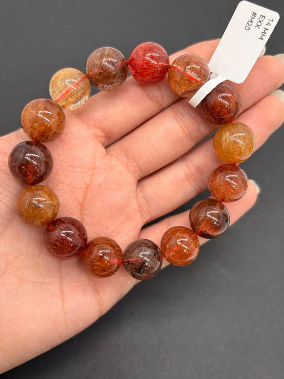 Multi Rutile Bracelet •14 mm Size • Code #M20• AAA Quality •Weight 63.7 gm. Natural Rutilated Quartz Bracelet