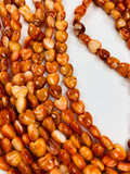 6 mm Spiny Oyster Heart Beads • 16 Inch length • AAA Quality • Natural Spiny Oyster Orange Color • Origin Mexico