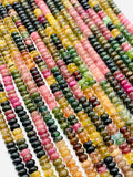 Tourmaline Roundel Beads 6 mm size - AA Quality - 40 cm Length - Natural Tourmaline Rondelle Beads