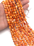 8 mm Spiny Oyster Heart Beads • 16 Inch length • AAA Quality • Natural Spiny Oyster Red/ Orange Color • Origin Mexico